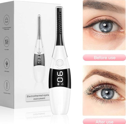 Electric Heated Eyelash Curler – USB Rechargeable with LCD Display Glow