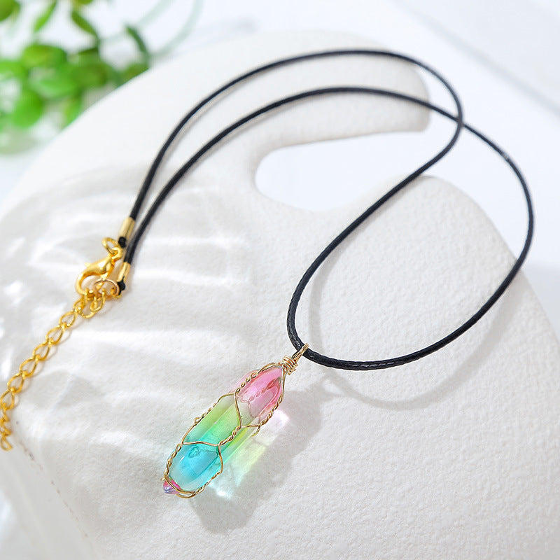 Women's Transparent Geometric Diamond Crystal Necklace Glow