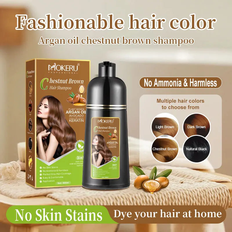 Mokeru Keratin & Argan Oil Hair Color Shampoo (Multiple Shades) | 500ml Glow
