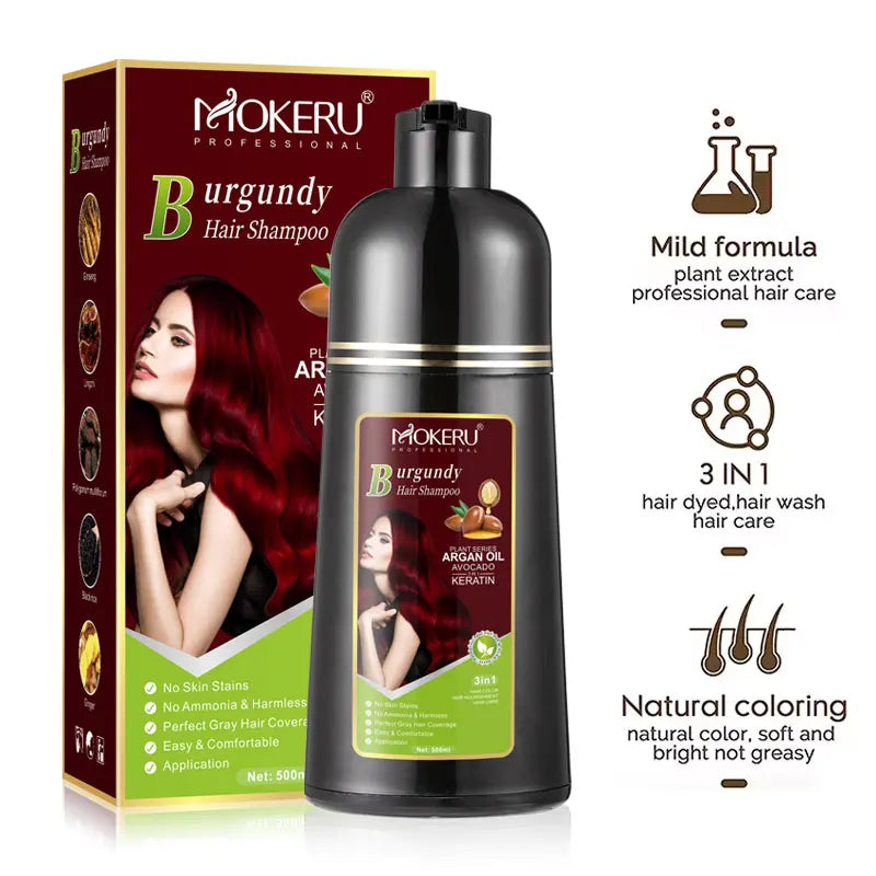 Mokeru Keratin & Argan Oil Hair Color Shampoo (Multiple Shades) | 500ml Glow