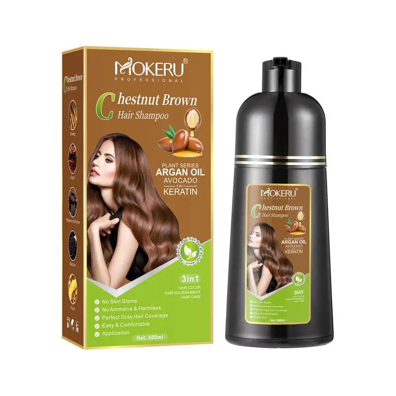 Mokeru Keratin & Argan Oil Hair Color Shampoo (Multiple Shades) | 500ml Glow