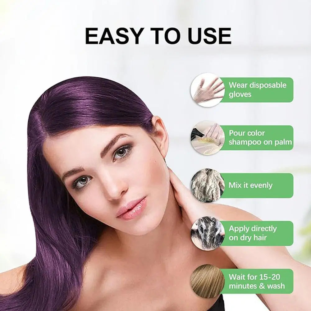 3-in-1 Instant Hair Dye Shampoo (4 Colors) | Nourish & Cover Gray | 200ML Glow