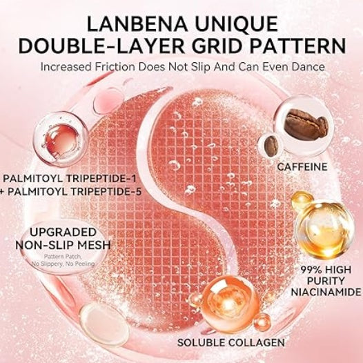 LANBENA Peptide "Line-Smoothing" Hydra-Gel Eye Patches (30 Pairs) Glow